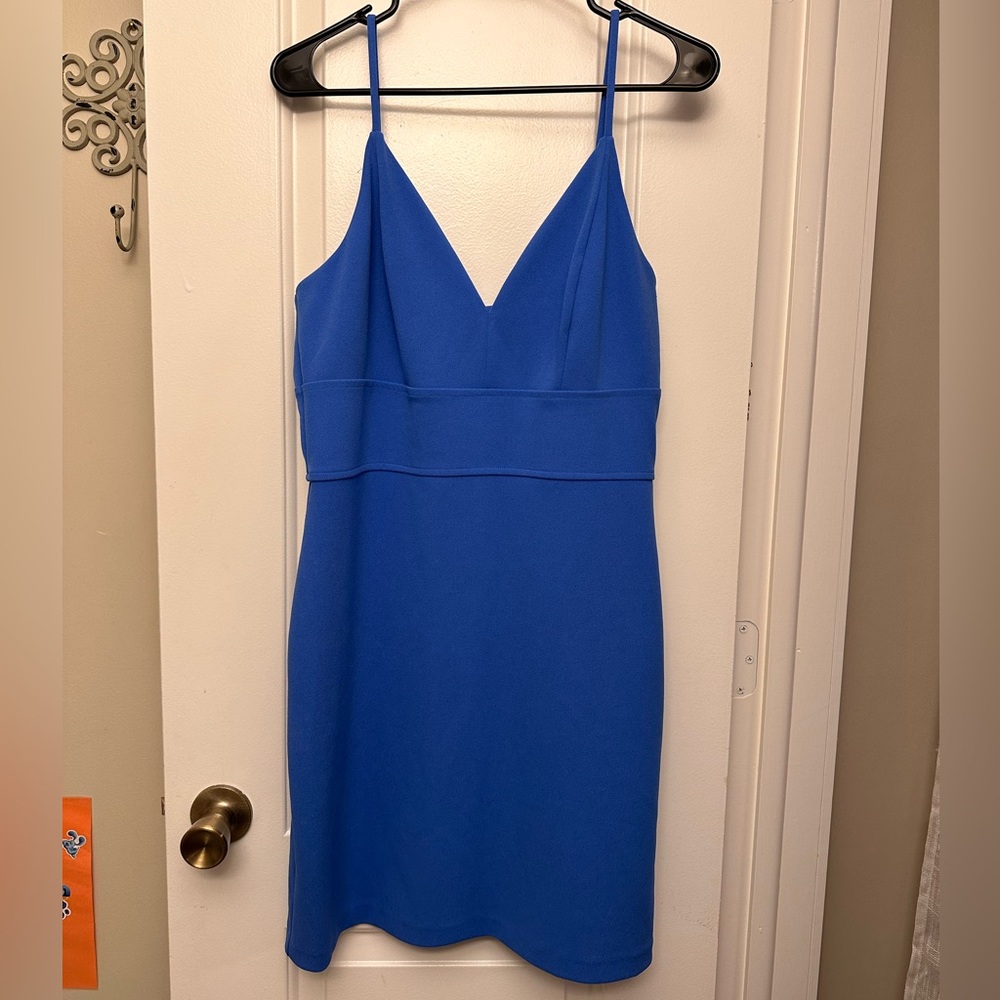 Express Blue Sheath Dress Spaghetti Strap
